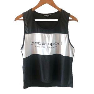 bebe sport mesh tank top with logo size small 80’s/90’s style streetwear sporty